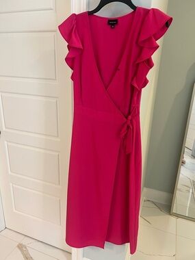 Who What Wear Bright Fuchsia Wrap Midi Dress